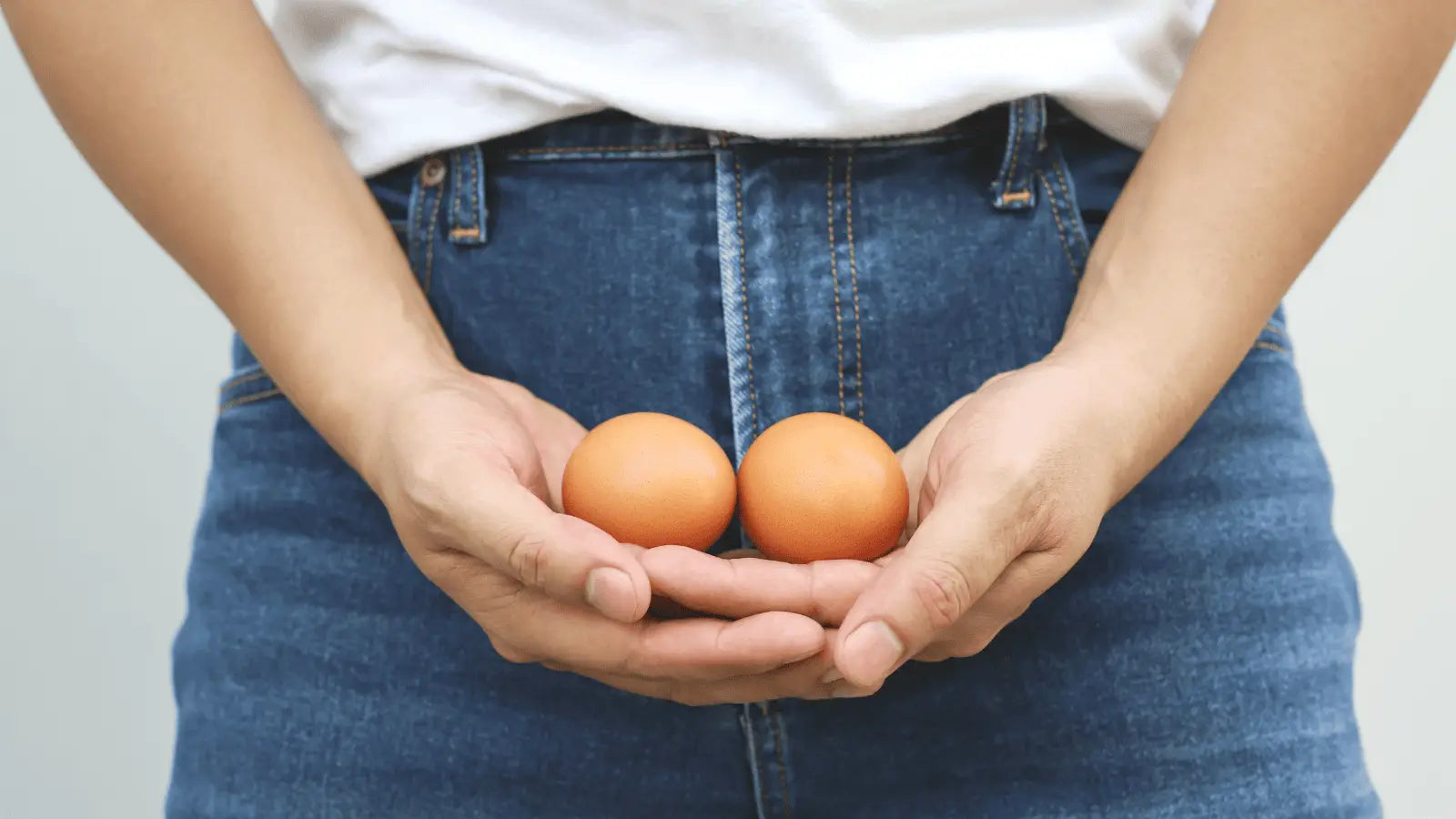 Two brown eggs for massage gun on private parts demo