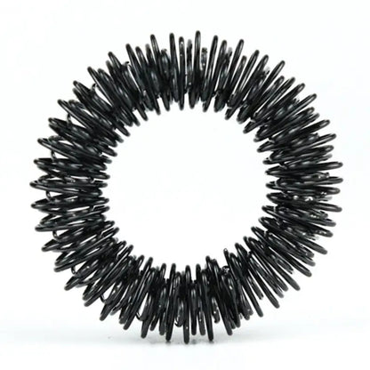 Black circular best acupressure ring of tightly wound metal coils