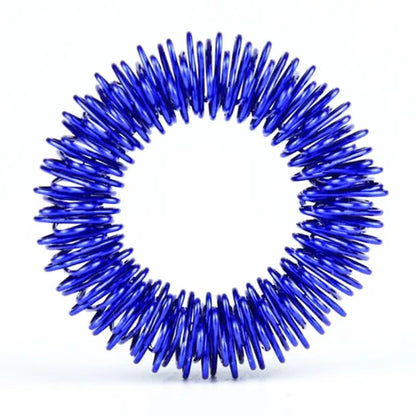 Vibrant blue metallic best acupressure ring with spiky segmented design