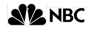 Black and white nbc peacock logo with bold, uppercase letters.